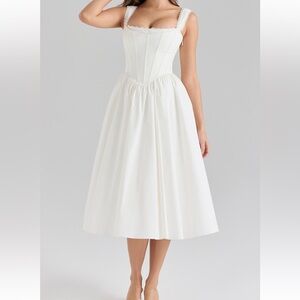 House of CB Amara Corset Stretch Cotton Cocktail Midi Dress